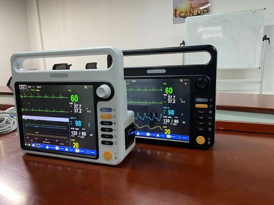 Monitor portátil de pacientes con múltiples parámetros cardíacos con ECG SPO2 NIBP Temp Standard