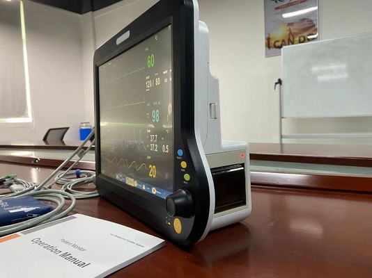 Monitor de pacientes de 15 pulgadas con parámetros múltiples, monitor cardíaco de ambulancia con 2 PR HR temporales