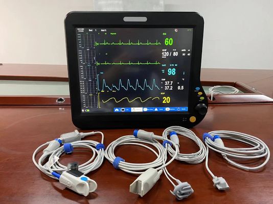 Monitoreo de parámetros vitales multilingüe, Máquina de parámetros vitales del hospital 15 pulgadas para adultos