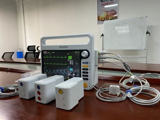 Monitor portátil modular para pacientes multilingüe con pantalla táctil