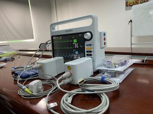 8 lenguas Monitor portátil de pacientes 15 pulgadas TFT pantalla LCD UCI Monitor cardíaco