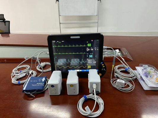 8 lenguas Monitor portátil de pacientes 15 pulgadas TFT pantalla LCD UCI Monitor cardíaco