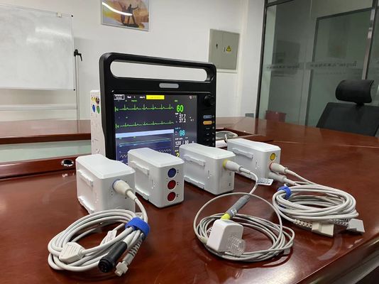 8 lenguas Monitor portátil de pacientes 15 pulgadas TFT pantalla LCD UCI Monitor cardíaco