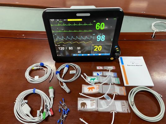 Monitoreo de frecuencia cardíaca quirúrgico Uso veterinario 15 pulgadas con ECG NIBP SPO2