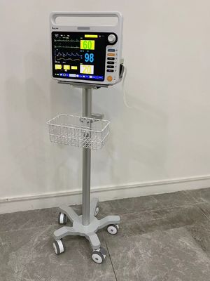 Anestesia aviación médica Matieral de aluminio de la carretilla del monitor de 3 ruedas silenciosas de la pulgada