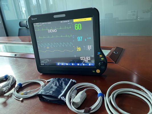 Monitor portátil de pacientes de 15 pulgadas con compatibilidad HL7, salida de datos USB, VGA, llamadas de enfermeras y señales vitales