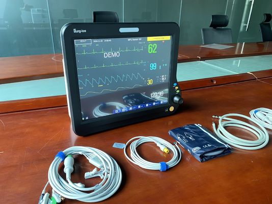 Monitor portátil de pacientes de 15 pulgadas con compatibilidad HL7, salida de datos USB, VGA, llamadas de enfermeras y señales vitales